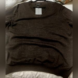Kenneth Roberts Platinum Men's Extrafine 100% Merino Wool Brown Sweater Size L